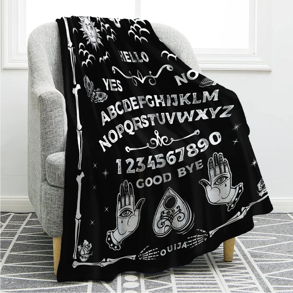 Mystical Black and White Ouija Throw Blanket